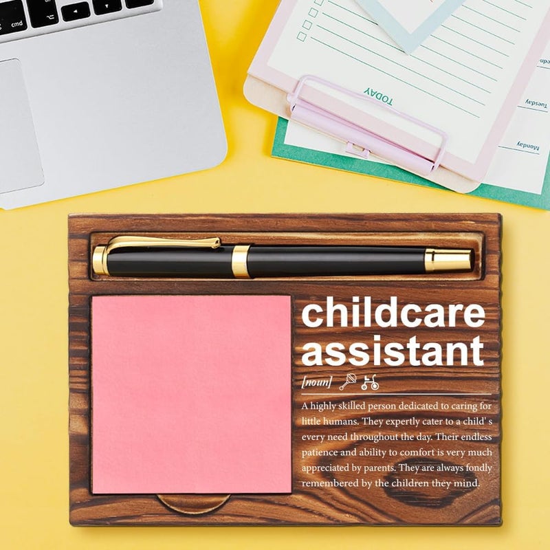 CWGOTC Childcare Assistant Gifts, Wooden Self-Stick Note Pad Holder, Thank You Gift for Childcare Assistant, Thoughtful Appreciation Gift for Caregivers, Birthday, Christmas, End-of-Year YCB91 - Image 2